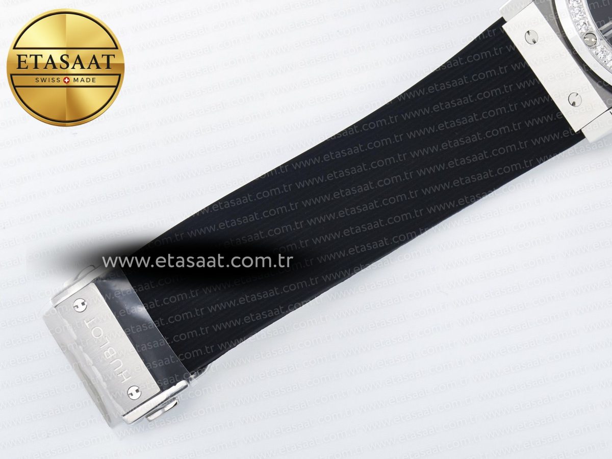 Classic Fusion Bang 42mm HBF 1:1 Best Edition Black Dial Diamonds Bezel on Black Rubber Strap A2892 - Görsel 22