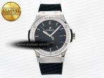 Classic Fusion Bang 42mm HBF 1:1 Best Edition Black Dial Diamonds Bezel on Black Rubber Strap A2892 - Görsel 3