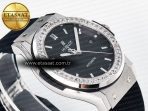 Classic Fusion Bang 42mm HBF 1:1 Best Edition Black Dial Diamonds Bezel on Black Rubber Strap A2892 - Görsel 7