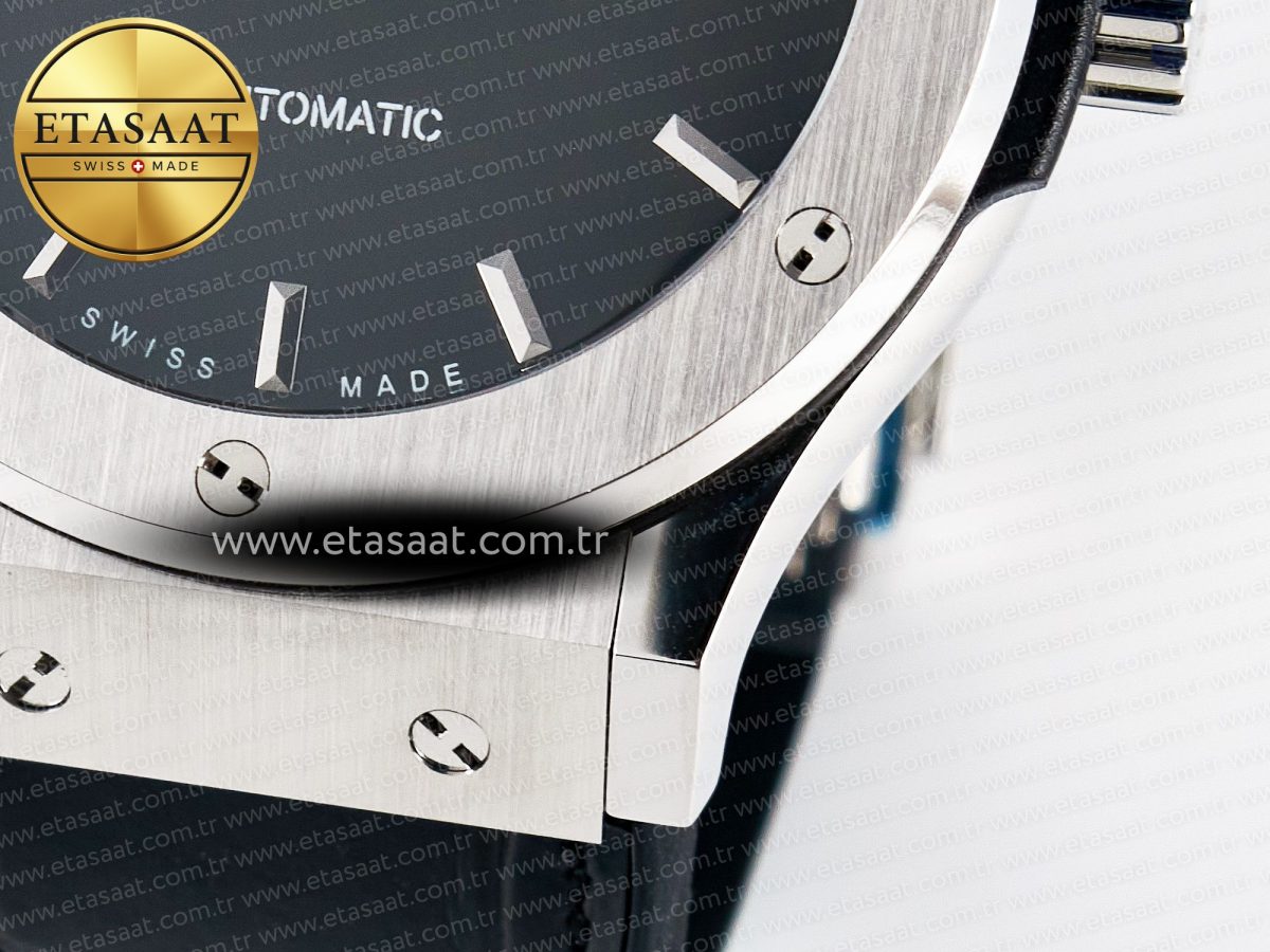 Classic Fusion Bang 42mm HBF 1:1 Best Edition Black Dial on Black Leather Strap A2892 - Görsel 13