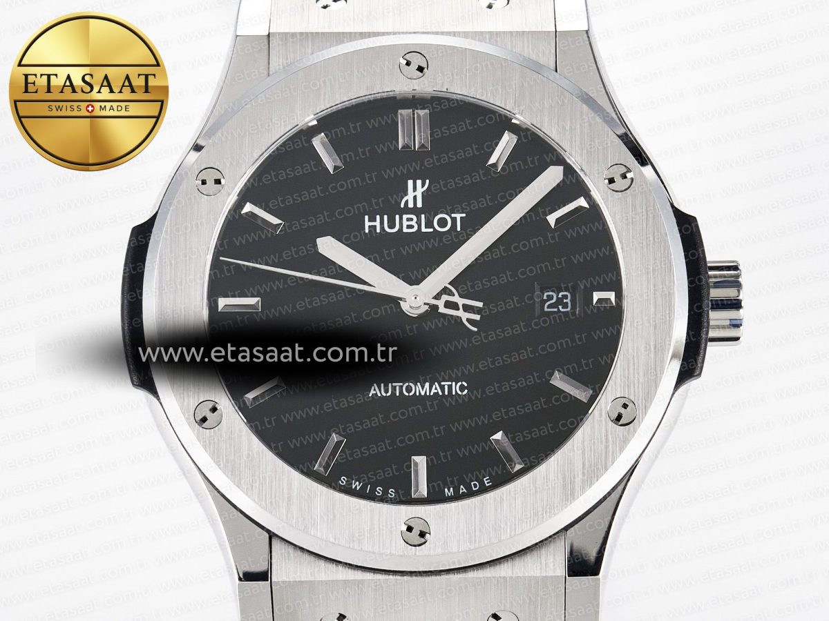 Classic Fusion Bang 42mm HBF 1:1 Best Edition Black Dial on Black Leather Strap A2892 - Görsel 4