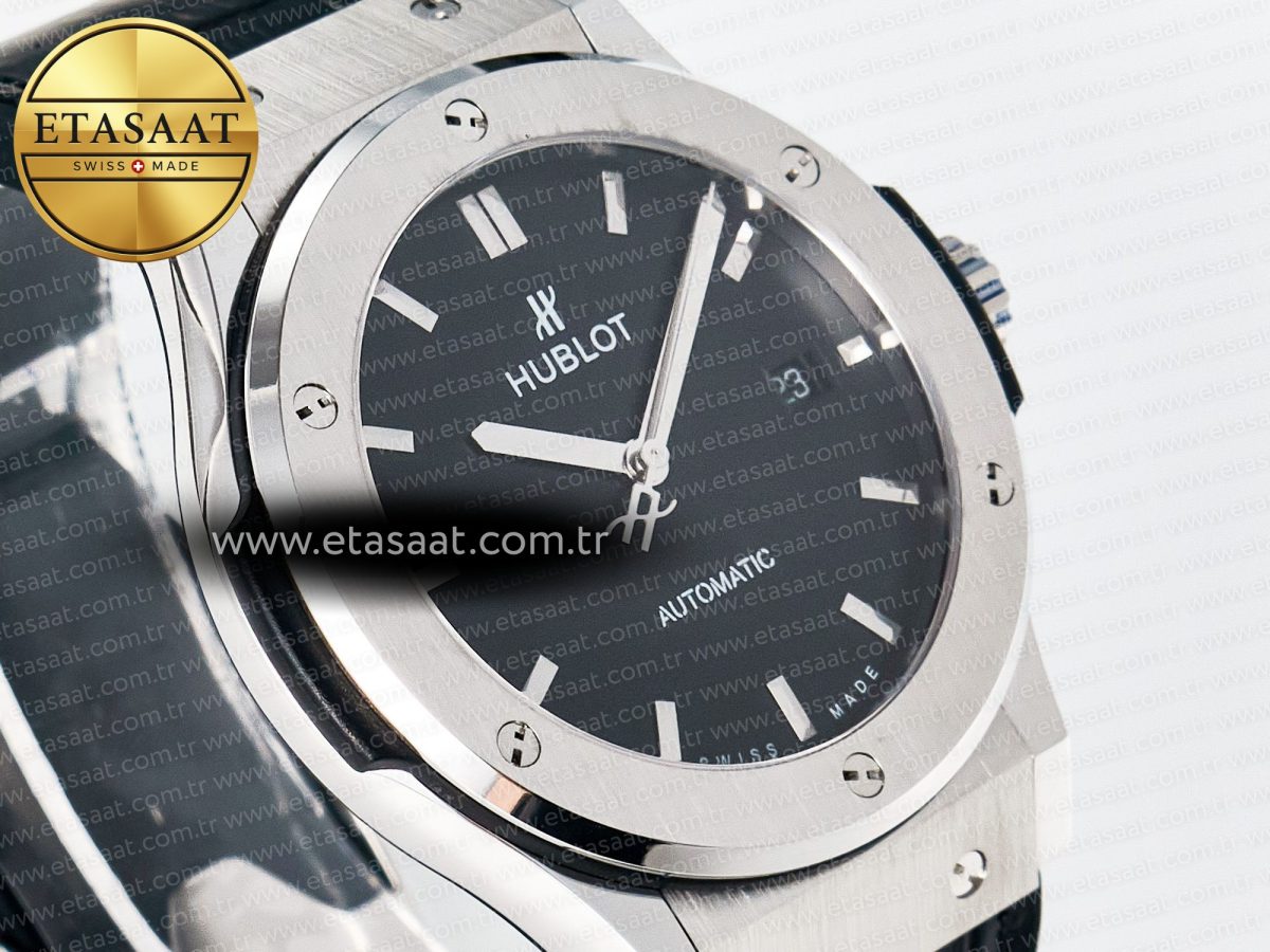 Classic Fusion Bang 42mm HBF 1:1 Best Edition Black Dial on Black Leather Strap A2892 - Görsel 5