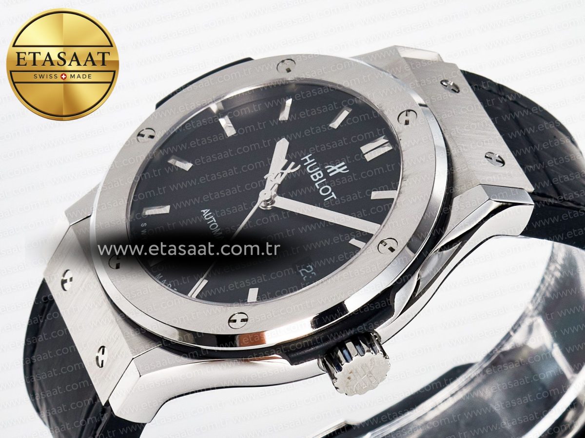 Classic Fusion Bang 42mm HBF 1:1 Best Edition Black Dial on Black Leather Strap A2892 - Görsel 6