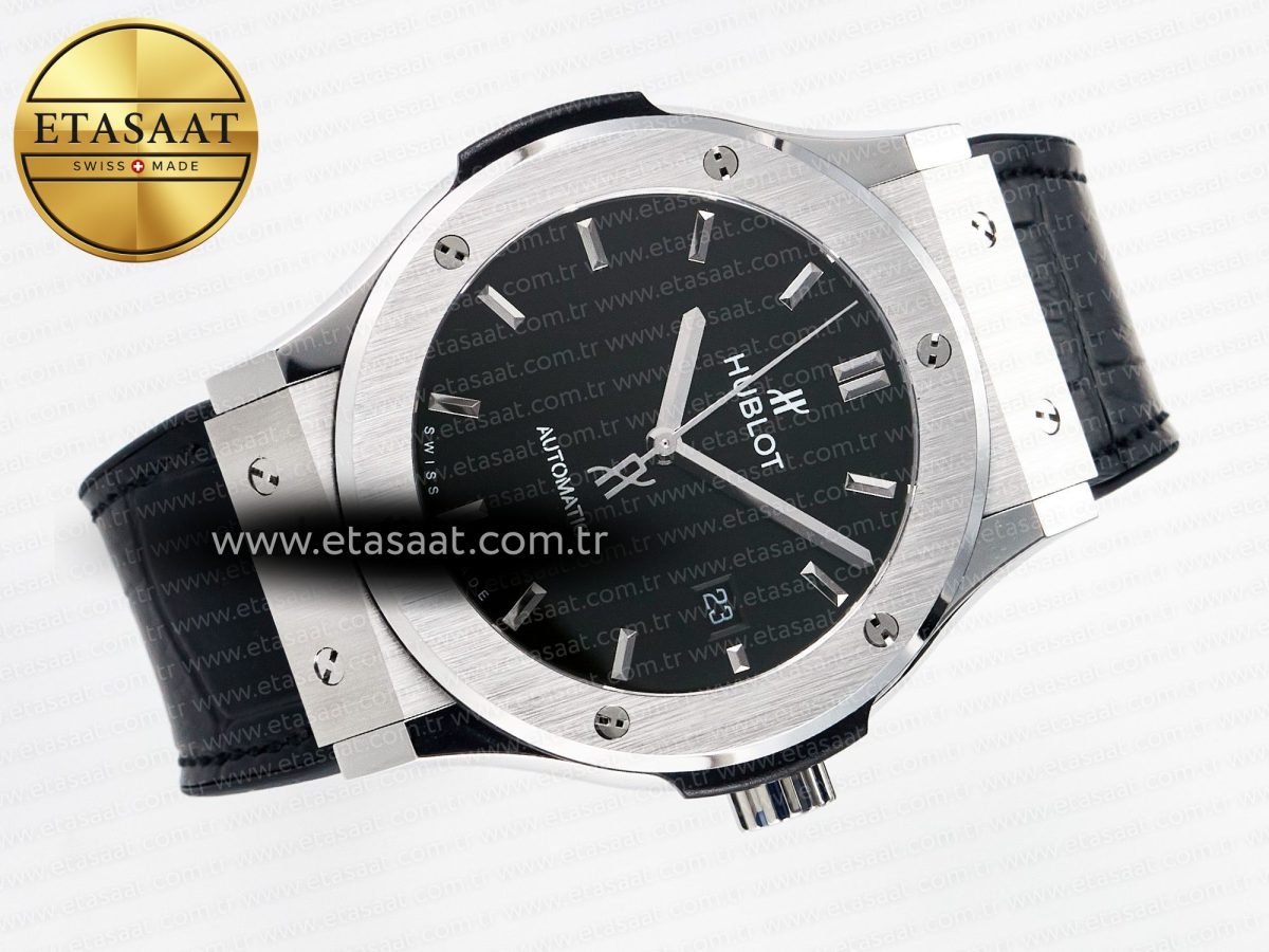 Classic Fusion Bang 42mm HBF 1:1 Best Edition Black Dial on Black Leather Strap A2892 - Görsel 8