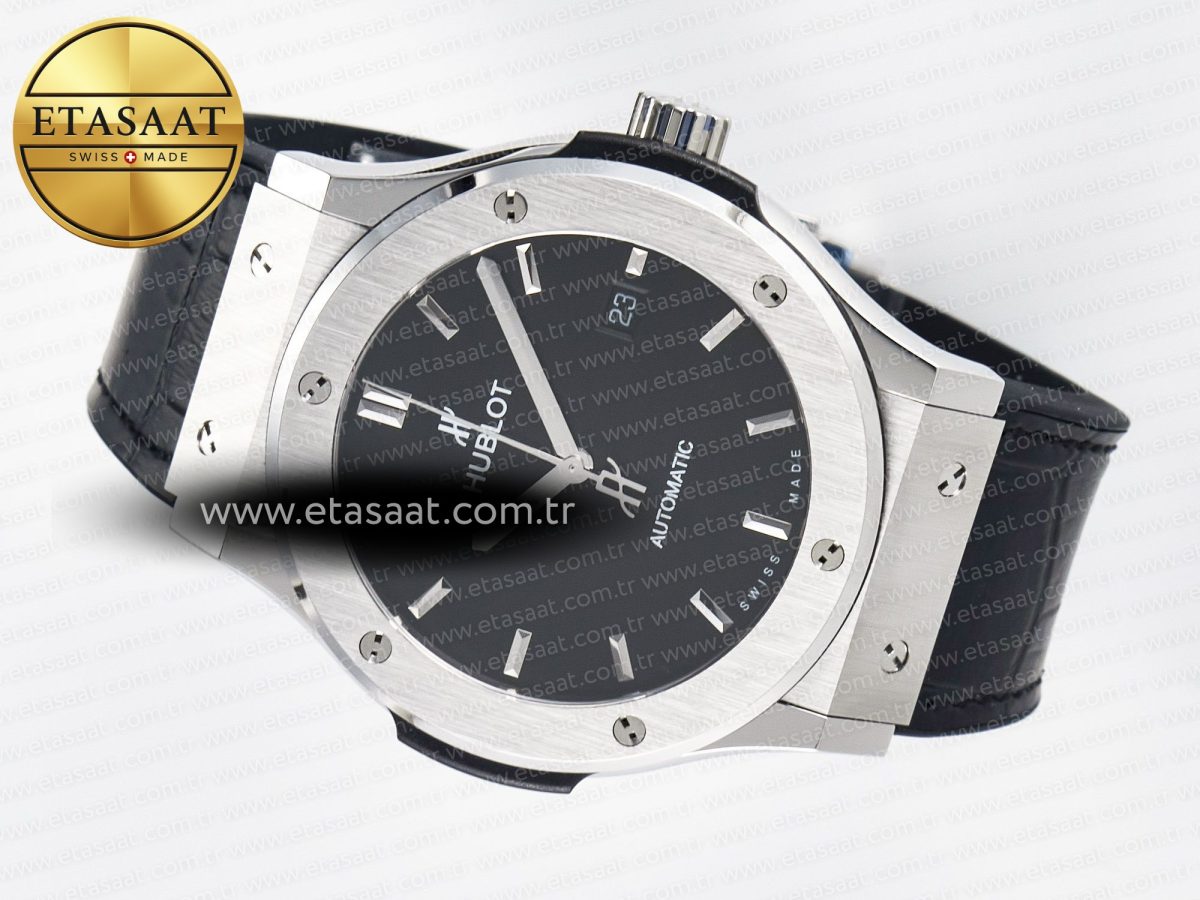 Classic Fusion Bang 42mm HBF 1:1 Best Edition Black Dial on Black Leather Strap A2892 - Görsel 9