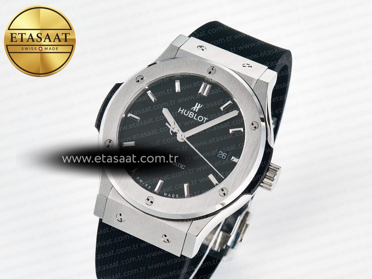 Classic Fusion Bang 42mm HBF 1:1 Best Edition Black Dial on Black Rubber Strap A2892 - Görsel 1