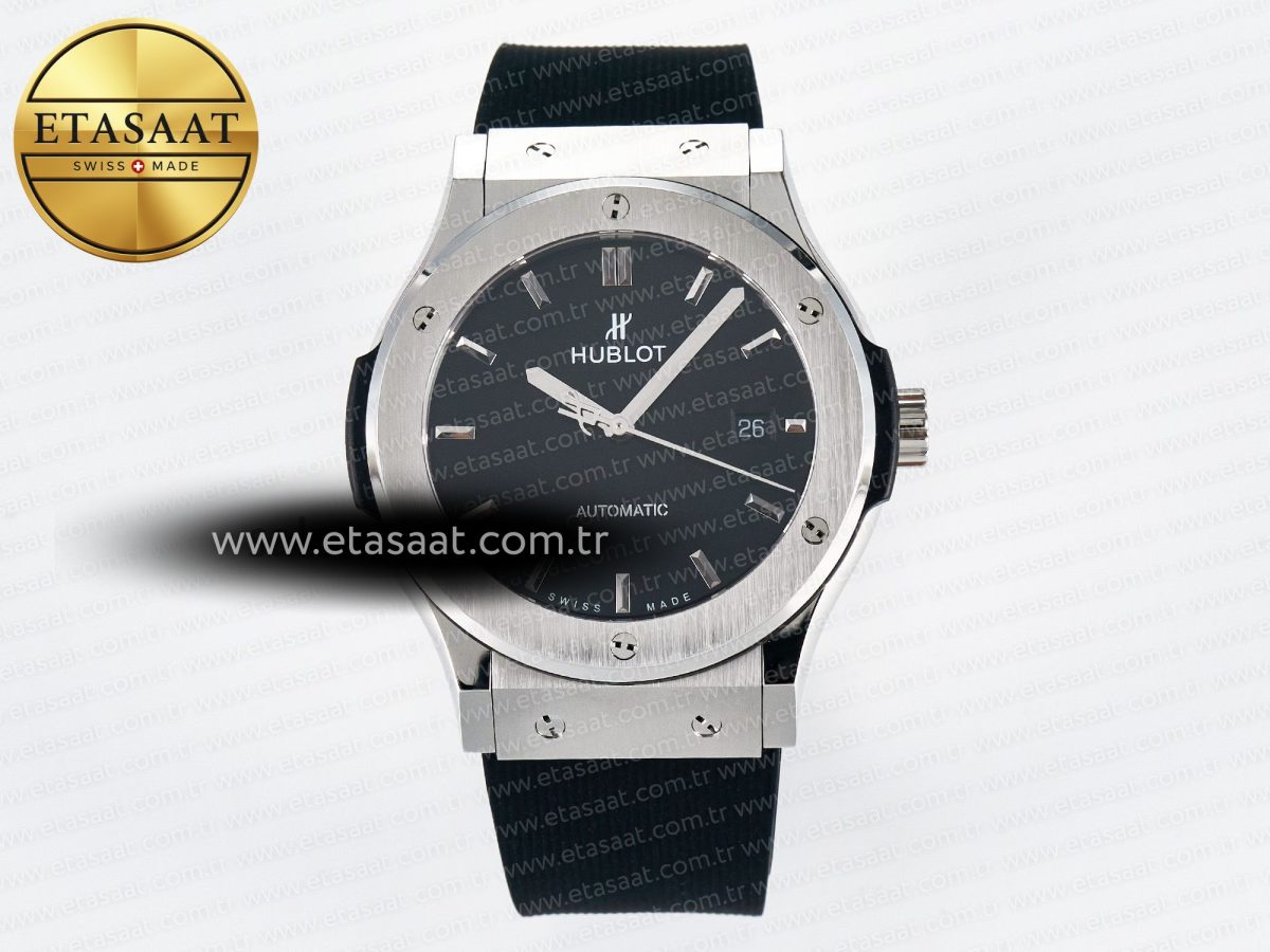 Classic Fusion Bang 42mm HBF 1:1 Best Edition Black Dial on Black Rubber Strap A2892 - Görsel 3