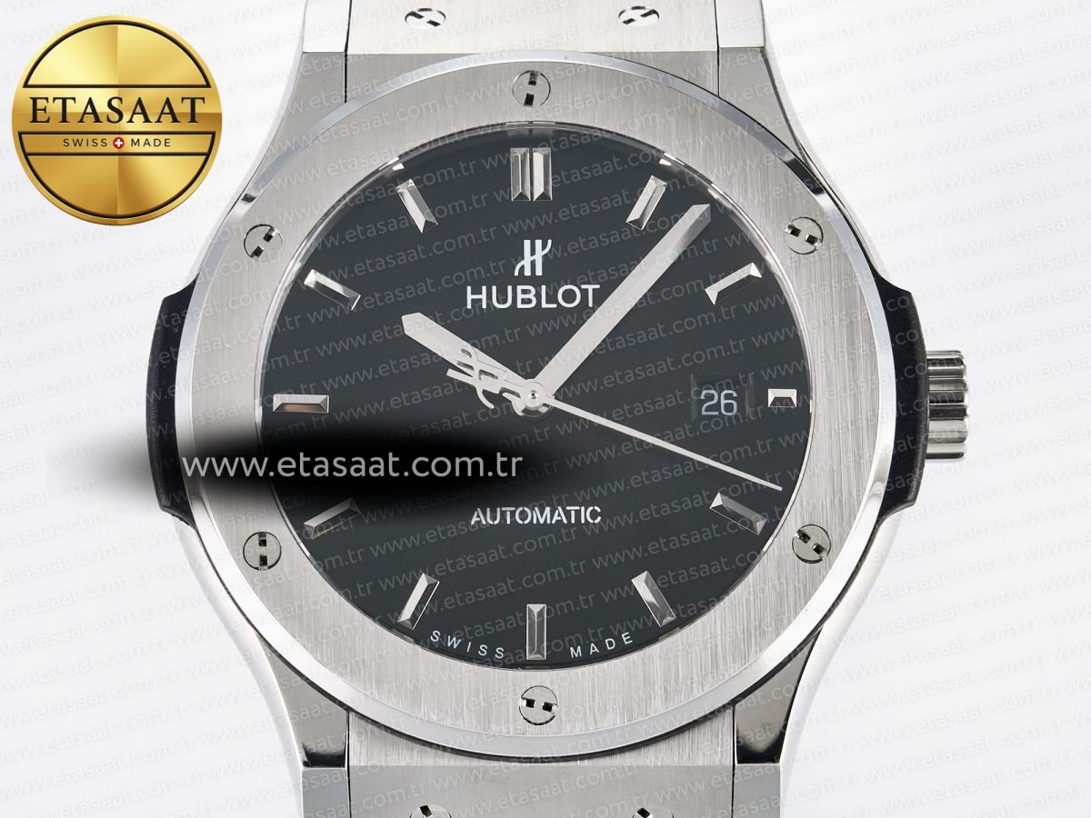 Classic Fusion Bang 42mm HBF 1:1 Best Edition Black Dial on Black Rubber Strap A2892 - Görsel 4
