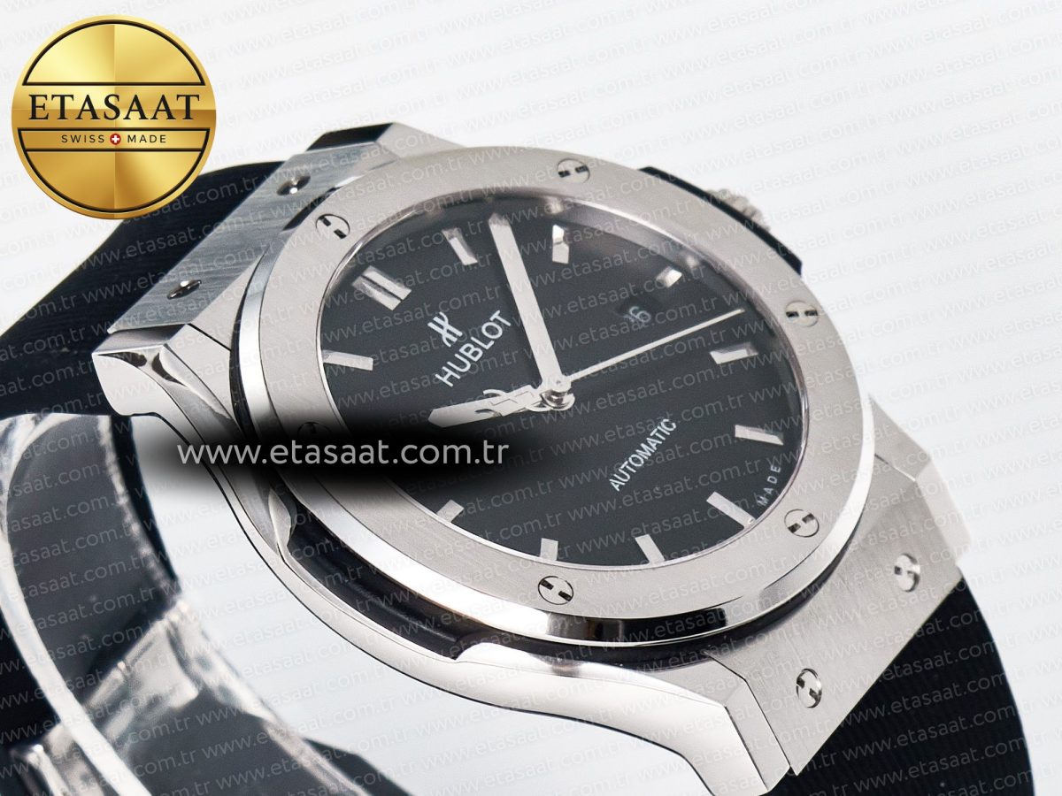 Classic Fusion Bang 42mm HBF 1:1 Best Edition Black Dial on Black Rubber Strap A2892 - Görsel 7
