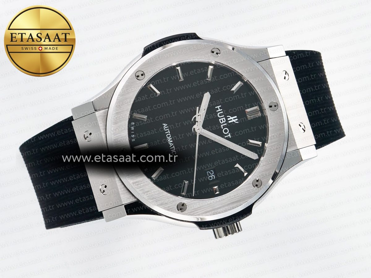 Classic Fusion Bang 42mm HBF 1:1 Best Edition Black Dial on Black Rubber Strap A2892 - Görsel 8