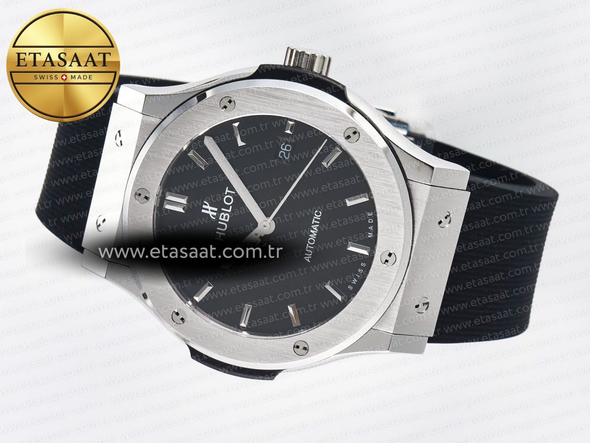 Classic Fusion Bang 42mm HBF 1:1 Best Edition Black Dial on Black Rubber Strap A2892 - Görsel 9