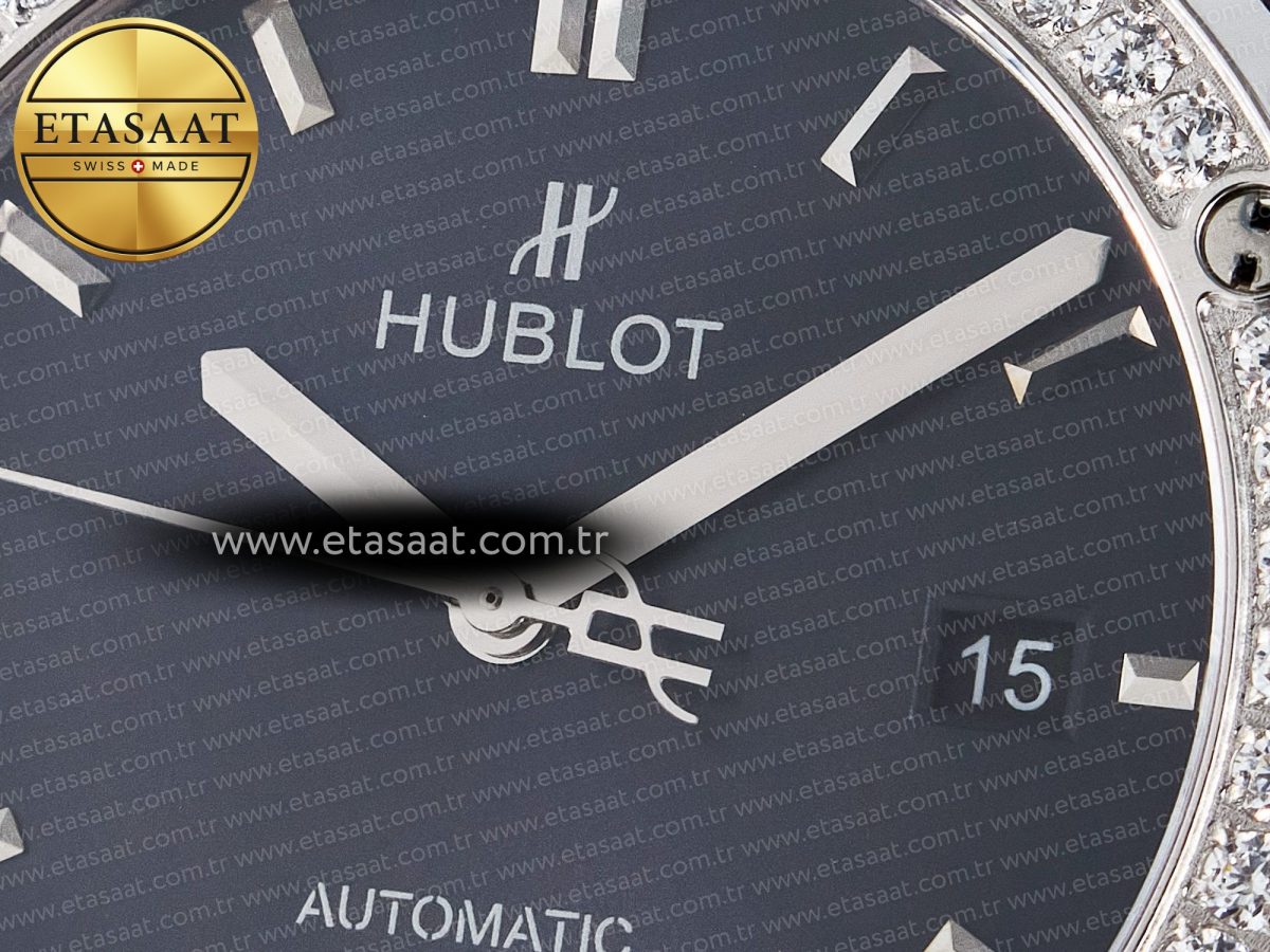Classic Fusion Bang 42mm HBF 1:1 Best Edition Blue Dial Diamonds Bezel on Blue Leather Strap A2892 - Görsel 10