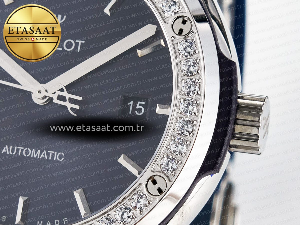 Classic Fusion Bang 42mm HBF 1:1 Best Edition Blue Dial Diamonds Bezel on Blue Leather Strap A2892 - Görsel 11