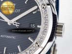 Classic Fusion Bang 42mm HBF 1:1 Best Edition Blue Dial Diamonds Bezel on Blue Leather Strap A2892 - Görsel 11