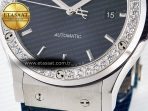 Classic Fusion Bang 42mm HBF 1:1 Best Edition Blue Dial Diamonds Bezel on Blue Leather Strap A2892 - Görsel 12