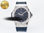 Classic Fusion Bang 42mm HBF 1:1 Best Edition Blue Dial Diamonds Bezel on Blue Leather Strap A2892 - Görsel 3