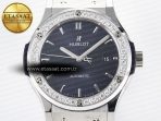Classic Fusion Bang 42mm HBF 1:1 Best Edition Blue Dial Diamonds Bezel on Blue Leather Strap A2892 - Görsel 4