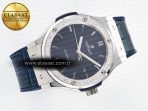 Classic Fusion Bang 42mm HBF 1:1 Best Edition Blue Dial Diamonds Bezel on Blue Leather Strap A2892 - Görsel 8
