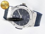 Classic Fusion Bang 42mm HBF 1:1 Best Edition Blue Dial Diamonds Bezel on Blue Leather Strap A2892 - Görsel 9