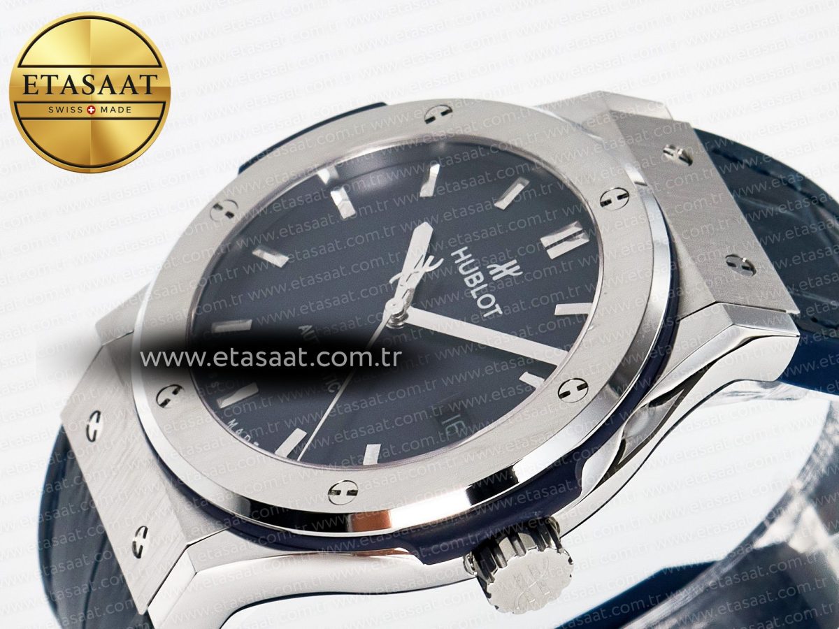 Classic Fusion Bang 42mm HBF 1:1 Best Edition Blue Dial on Blue Leather Strap A2892 - Görsel 6