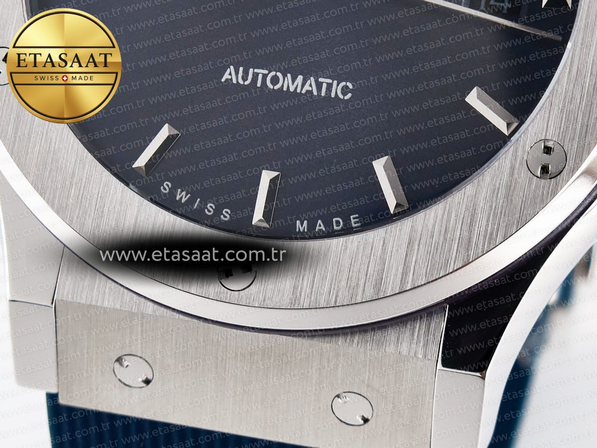 Classic Fusion Bang 42mm HBF 1:1 Best Edition Blue Dial on Blue Rubber Strap A2892 - Görsel 12