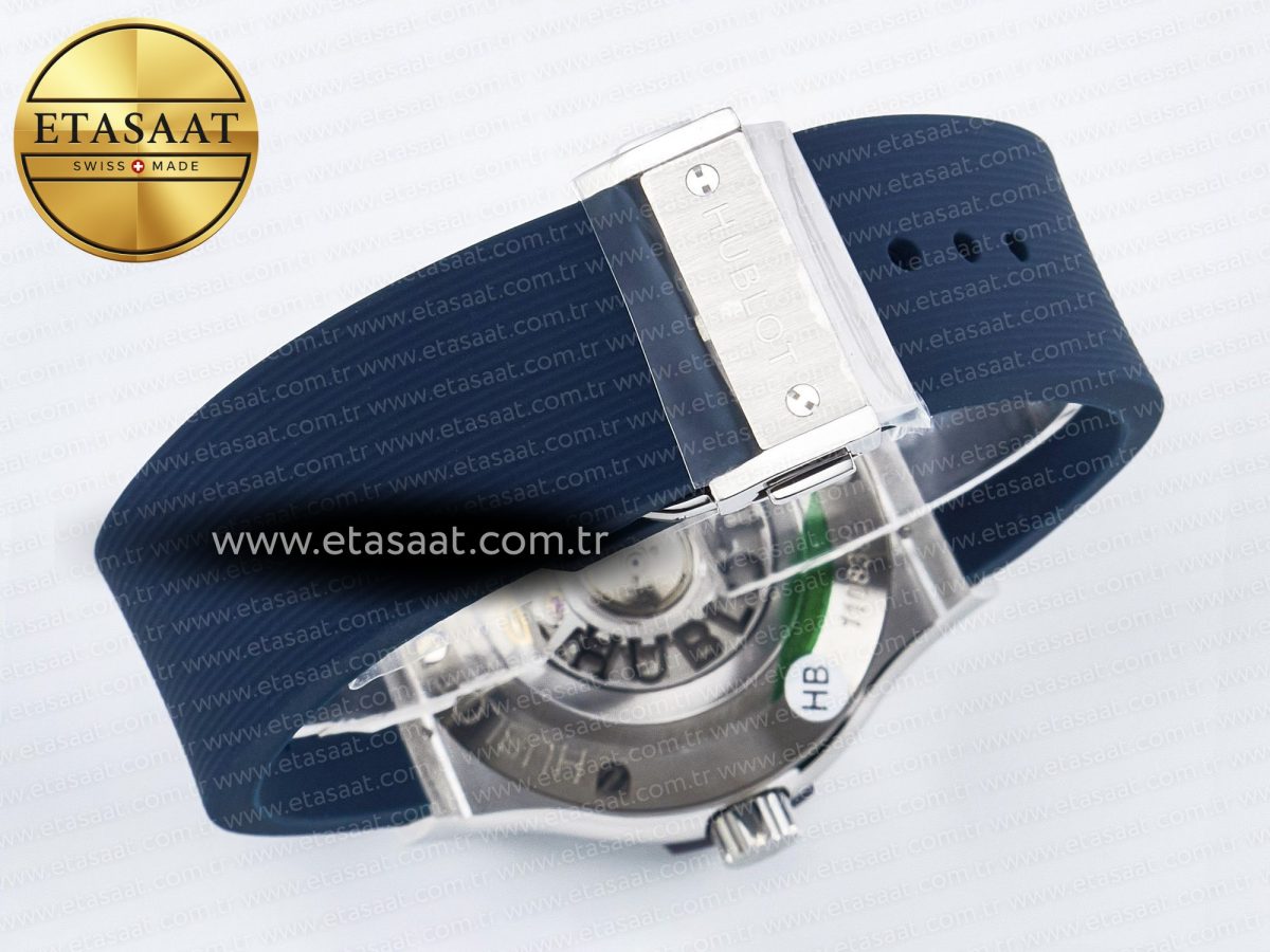Classic Fusion Bang 42mm HBF 1:1 Best Edition Blue Dial on Blue Rubber Strap A2892 - Görsel 16