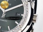 Classic Fusion Bang 42mm HBF 1:1 Best Edition Green Dial Diamonds Bezel on Green Leather Strap A2892 - Görsel 11