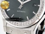 Classic Fusion Bang 42mm HBF 1:1 Best Edition Green Dial Diamonds Bezel on Green Leather Strap A2892 - Görsel 12