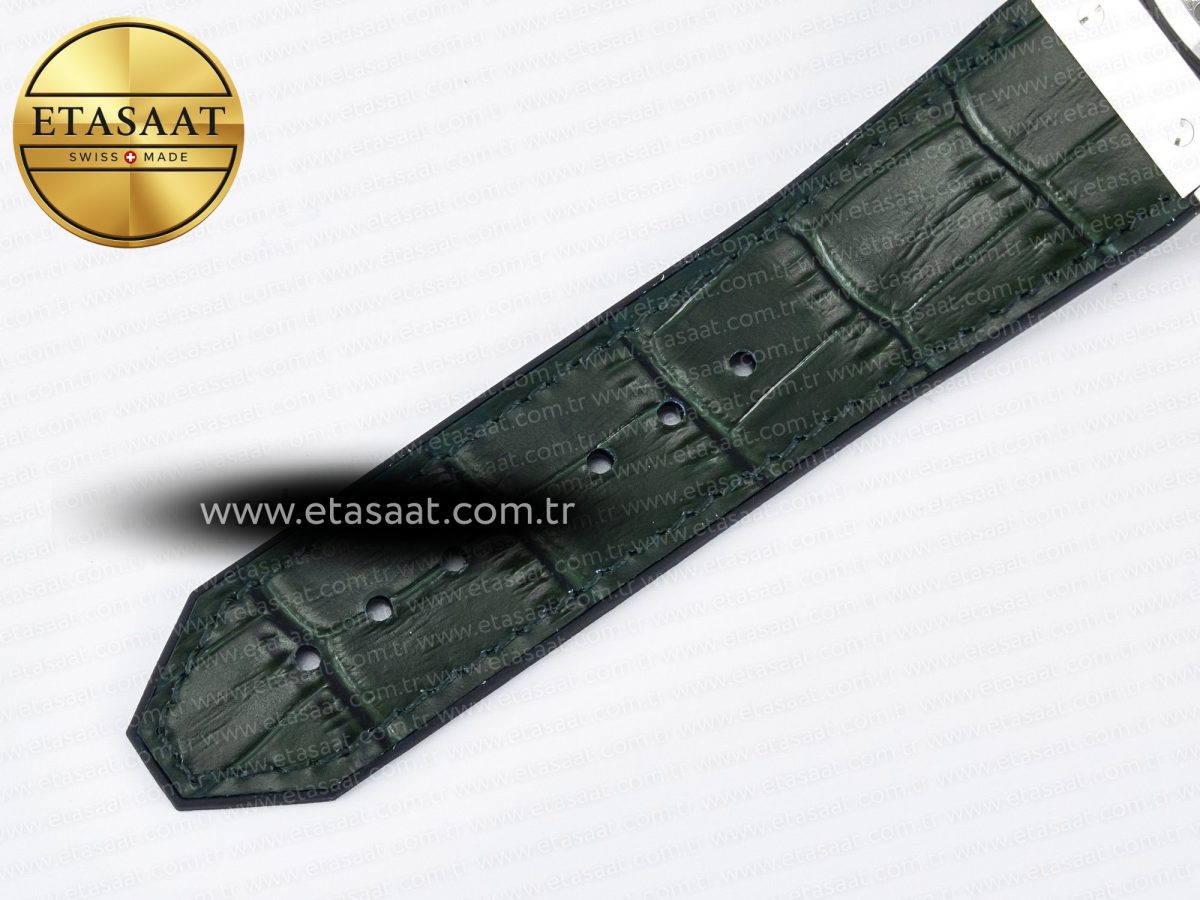 Classic Fusion Bang 42mm HBF 1:1 Best Edition Green Dial Diamonds Bezel on Green Leather Strap A2892 - Görsel 21