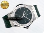 Classic Fusion Bang 42mm HBF 1:1 Best Edition Green Dial Diamonds Bezel on Green Leather Strap A2892 - Görsel 8