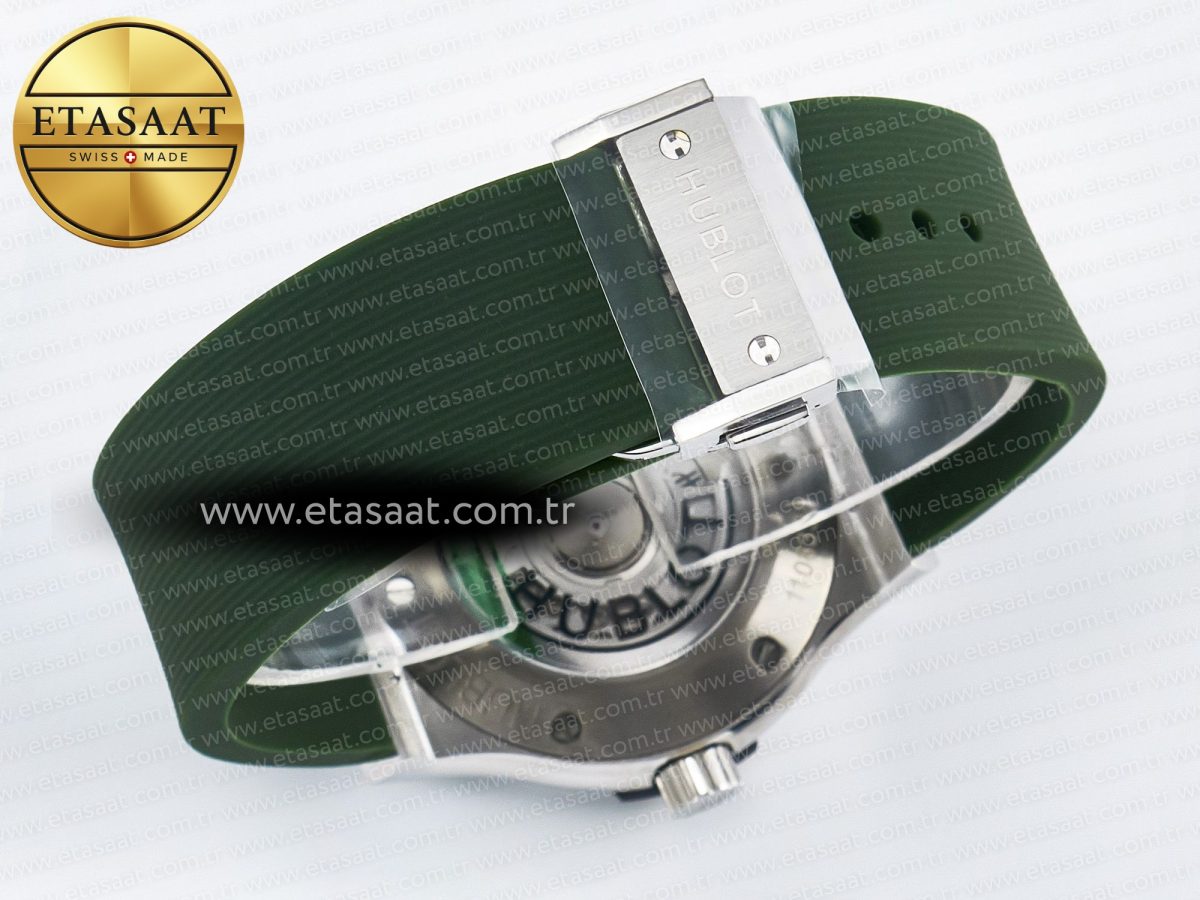 Classic Fusion Bang 42mm HBF 1:1 Best Edition Green Dial Diamonds Bezel on Green Rubber Strap A2892 - Görsel 16