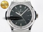 Classic Fusion Bang 42mm HBF 1:1 Best Edition Green Dial Diamonds Bezel on Green Rubber Strap A2892 - Görsel 4