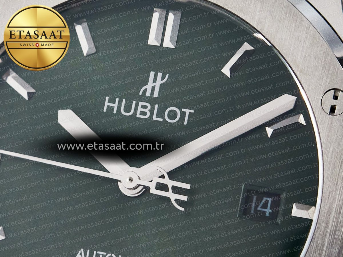 Classic Fusion Bang 42mm HBF 1:1 Best Edition Green Dial on Green Leather Strap A2892 - Görsel 10