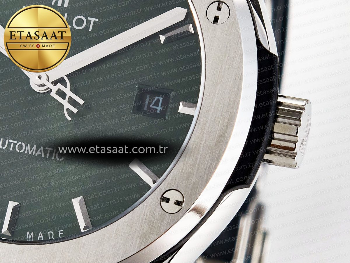 Classic Fusion Bang 42mm HBF 1:1 Best Edition Green Dial on Green Leather Strap A2892 - Görsel 11
