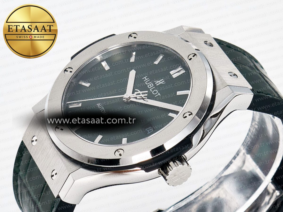 Classic Fusion Bang 42mm HBF 1:1 Best Edition Green Dial on Green Leather Strap A2892 - Görsel 6