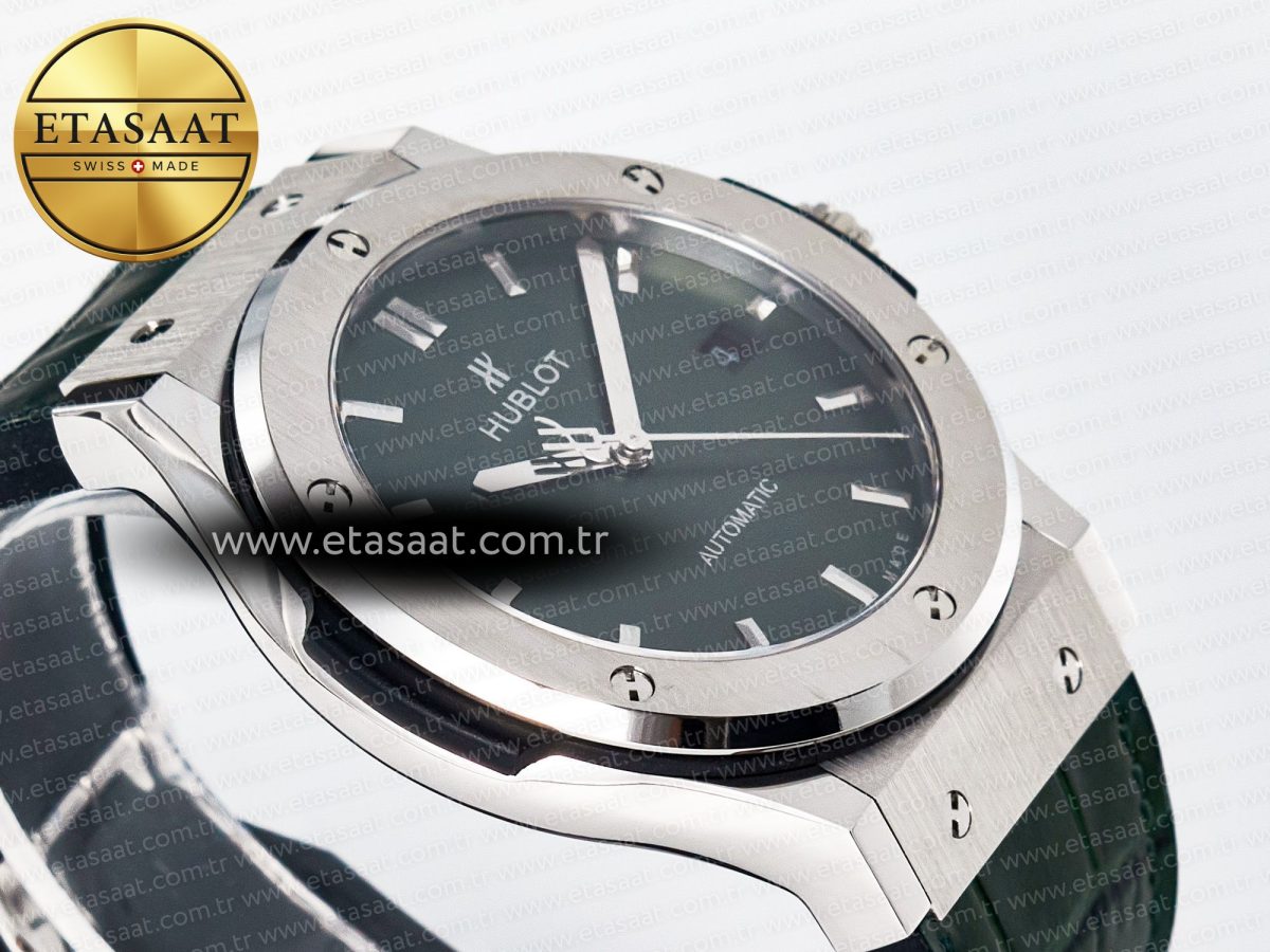 Classic Fusion Bang 42mm HBF 1:1 Best Edition Green Dial on Green Leather Strap A2892 - Görsel 7