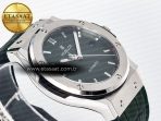 Classic Fusion Bang 42mm HBF 1:1 Best Edition Green Dial on Green Leather Strap A2892 - Görsel 7