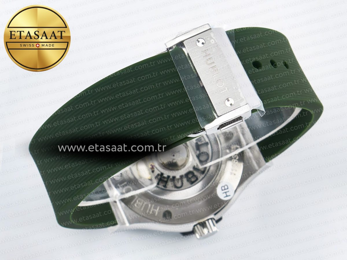 Classic Fusion Bang 42mm HBF 1:1 Best Edition Green Dial on Green Rubber Strap A2892 - Görsel 16