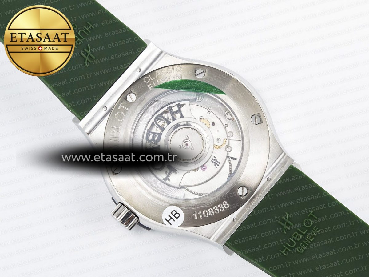 Classic Fusion Bang 42mm HBF 1:1 Best Edition Green Dial on Green Rubber Strap A2892 - Görsel 17