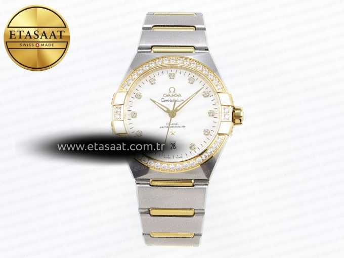 CONSTELLATION 39MM SS/YG DIAMONDS BEZEL ASWF 1:1 BEST EDITION WHITE DIAMONDS DIAL ON SS/YG BRACELET A8800 - Görsel 3