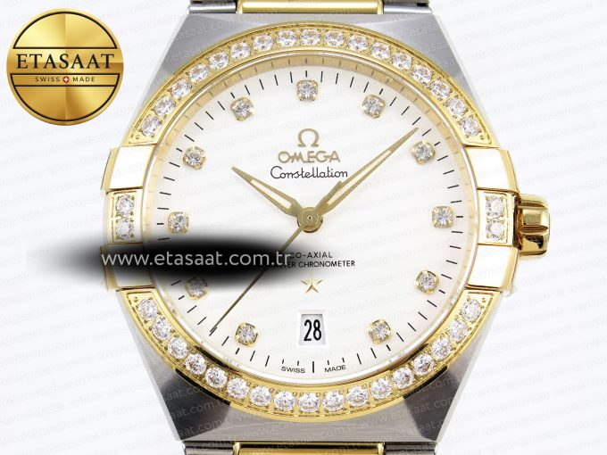 CONSTELLATION 39MM SS/YG DIAMONDS BEZEL ASWF 1:1 BEST EDITION WHITE DIAMONDS DIAL ON SS/YG BRACELET A8800 - Görsel 4