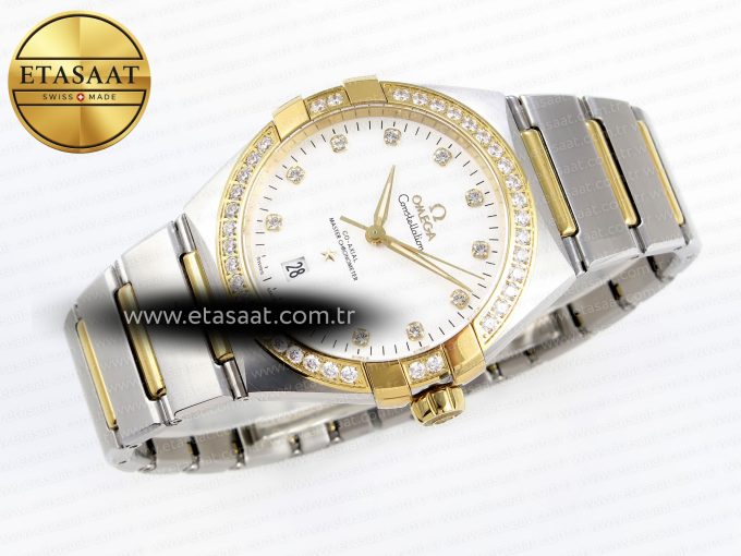 CONSTELLATION 39MM SS/YG DIAMONDS BEZEL ASWF 1:1 BEST EDITION WHITE DIAMONDS DIAL ON SS/YG BRACELET A8800 - Görsel 6