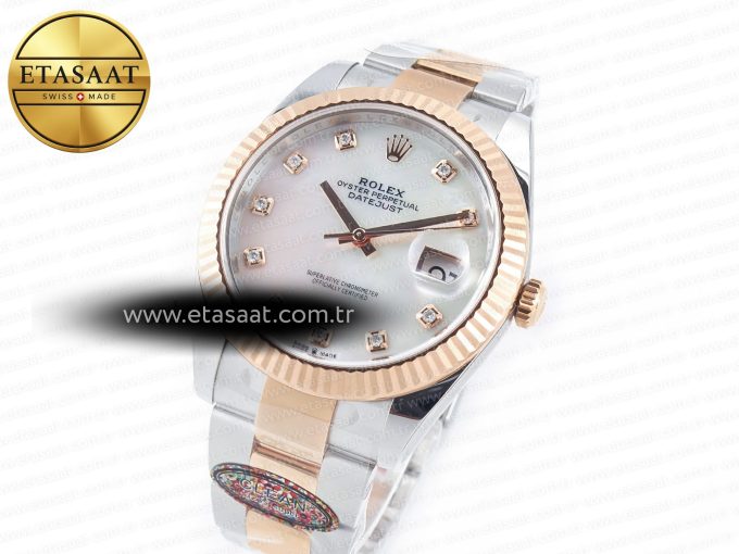 Datejust 126331 41mm 904L SS/RG Clean 1:1 Best Edition MOP Diamond Dial on Oyster Bracelet VR3235 - Görsel 1