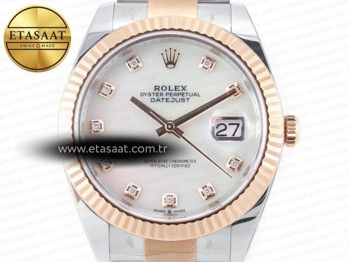 Datejust 126331 41mm 904L SS/RG Clean 1:1 Best Edition MOP Diamond Dial on Oyster Bracelet VR3235 - Görsel 4