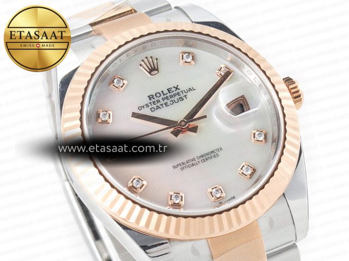 Datejust 126331 41mm 904L SS/RG Clean 1:1 Best Edition MOP Diamond Dial on Oyster Bracelet VR3235 - Görsel 5