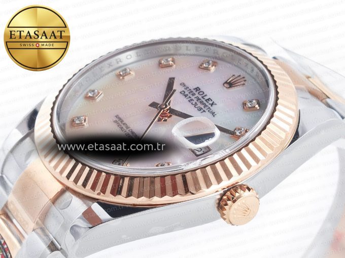 Datejust 126331 41mm 904L SS/RG Clean 1:1 Best Edition MOP Diamond Dial on Oyster Bracelet VR3235 - Görsel 6