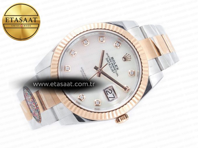 Datejust 126331 41mm 904L SS/RG Clean 1:1 Best Edition MOP Diamond Dial on Oyster Bracelet VR3235 - Görsel 8