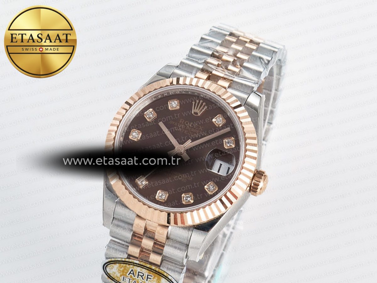 DateJust 31 278271 ARF 1:1 Best Edition 904L Steel Brown Diamonds Dial on SS/RG Jubilee Bracelet ETA 2688 - Görsel 1