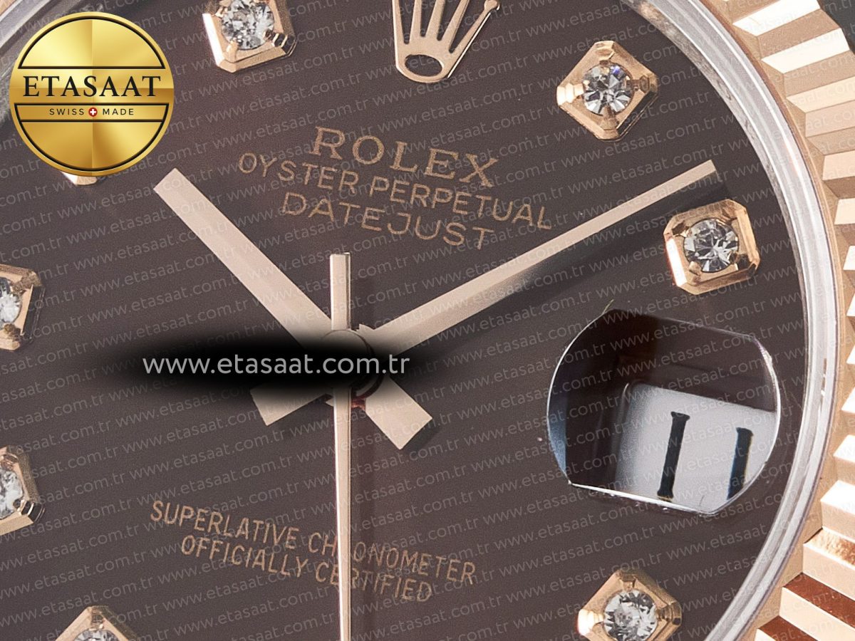 DateJust 31 278271 ARF 1:1 Best Edition 904L Steel Brown Diamonds Dial on SS/RG Jubilee Bracelet ETA 2688 - Görsel 10