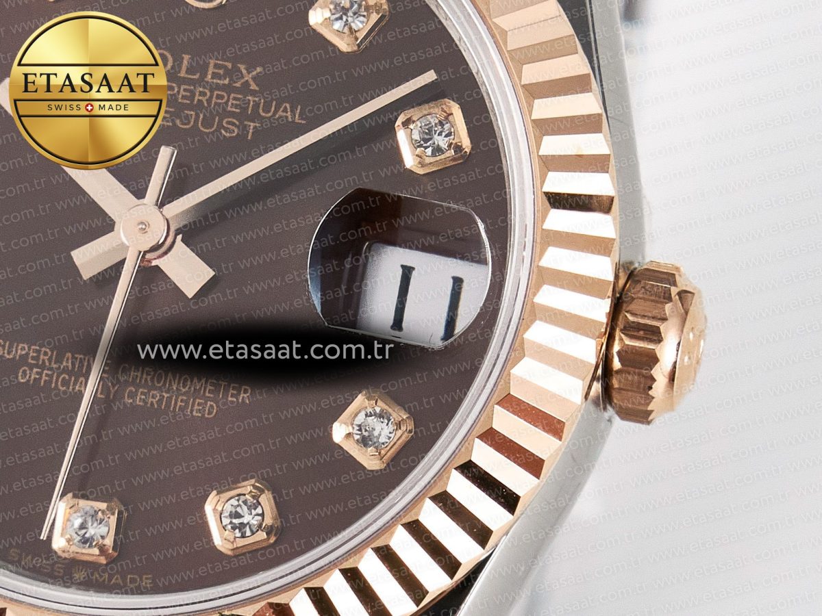 DateJust 31 278271 ARF 1:1 Best Edition 904L Steel Brown Diamonds Dial on SS/RG Jubilee Bracelet ETA 2688 - Görsel 11